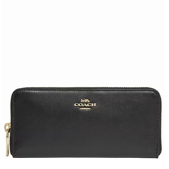 Coach Logo Slim Accordian Zip Leather Wallet - Picture 1 of 12